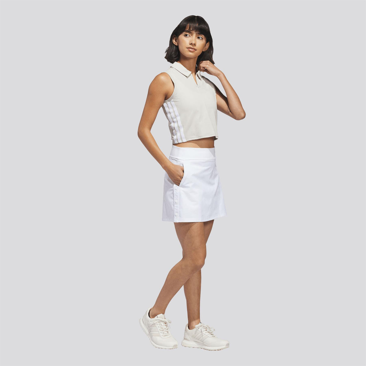 Beyond The Course Side-Snap Twistweave Skort White