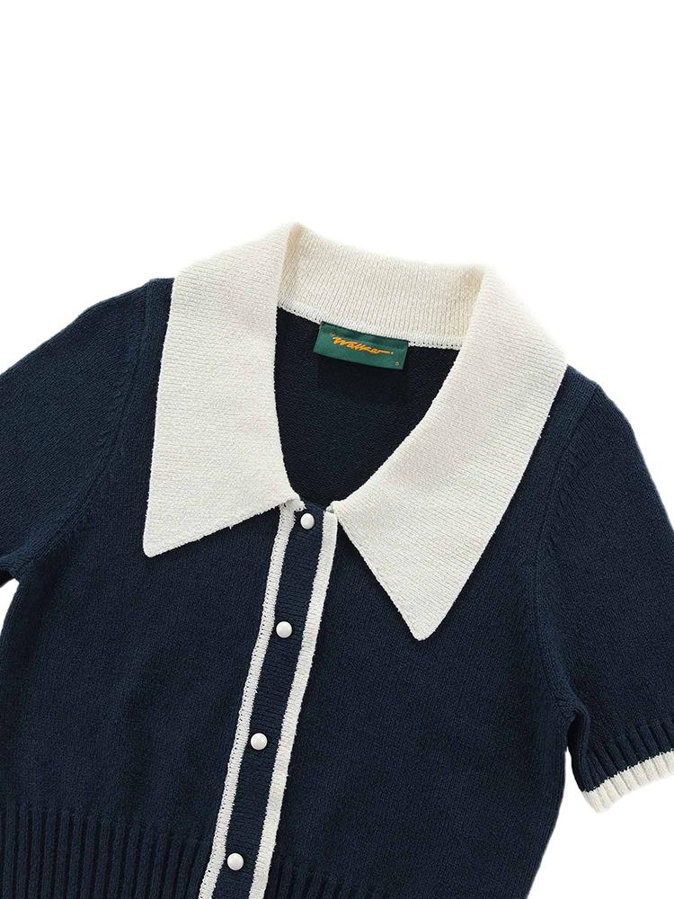 Riviera Knit Polo Navy/White