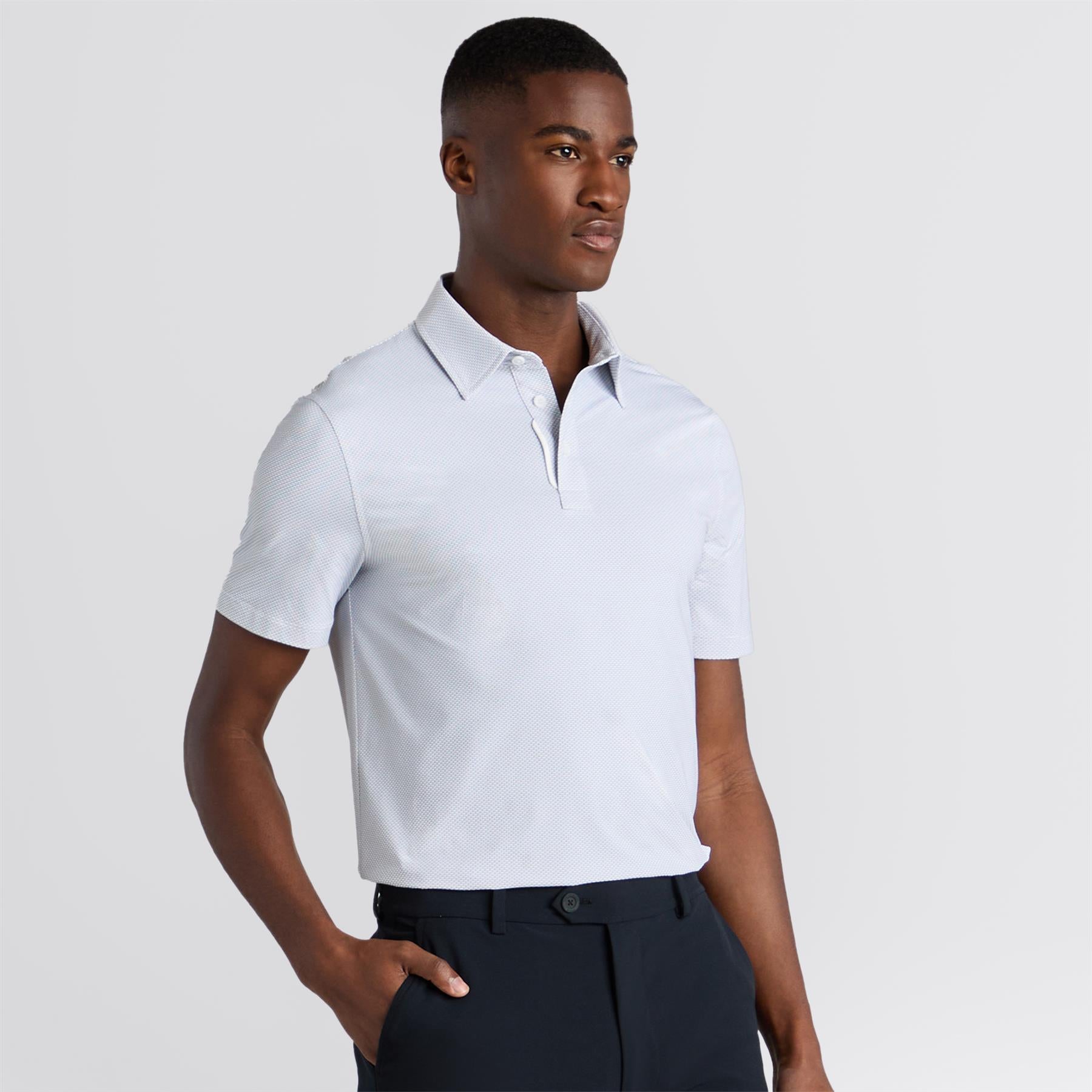 Fine Stretch Jacquard Polo Onyx