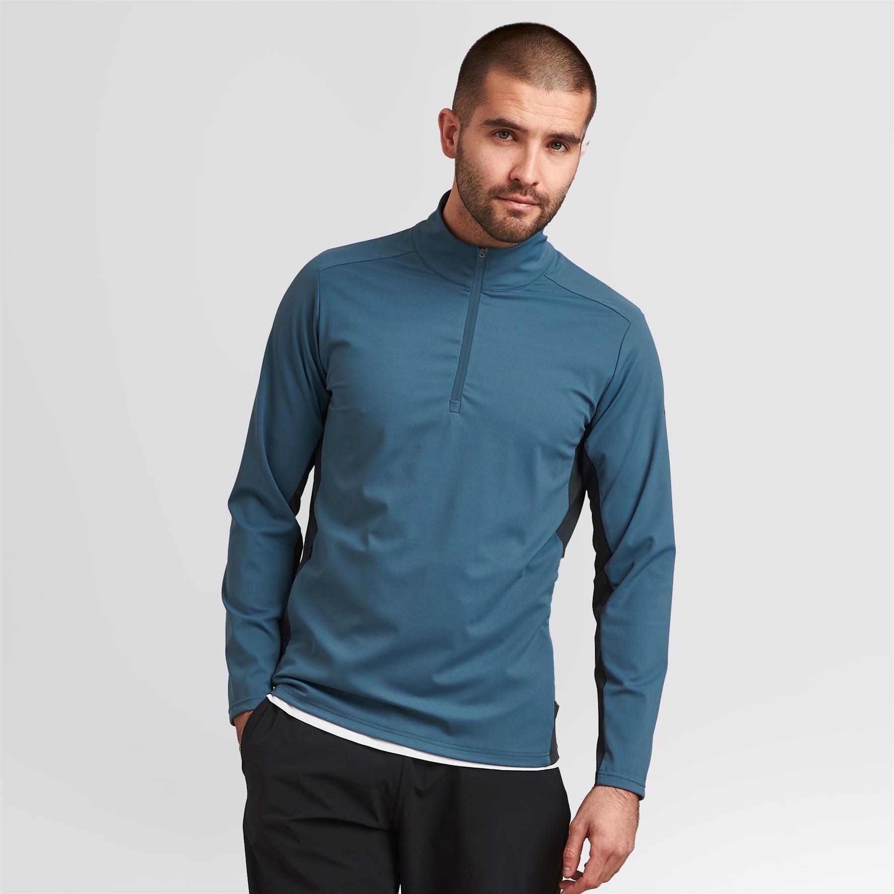 In Motion LS Panel Quarter Zip Mid Layer Blue