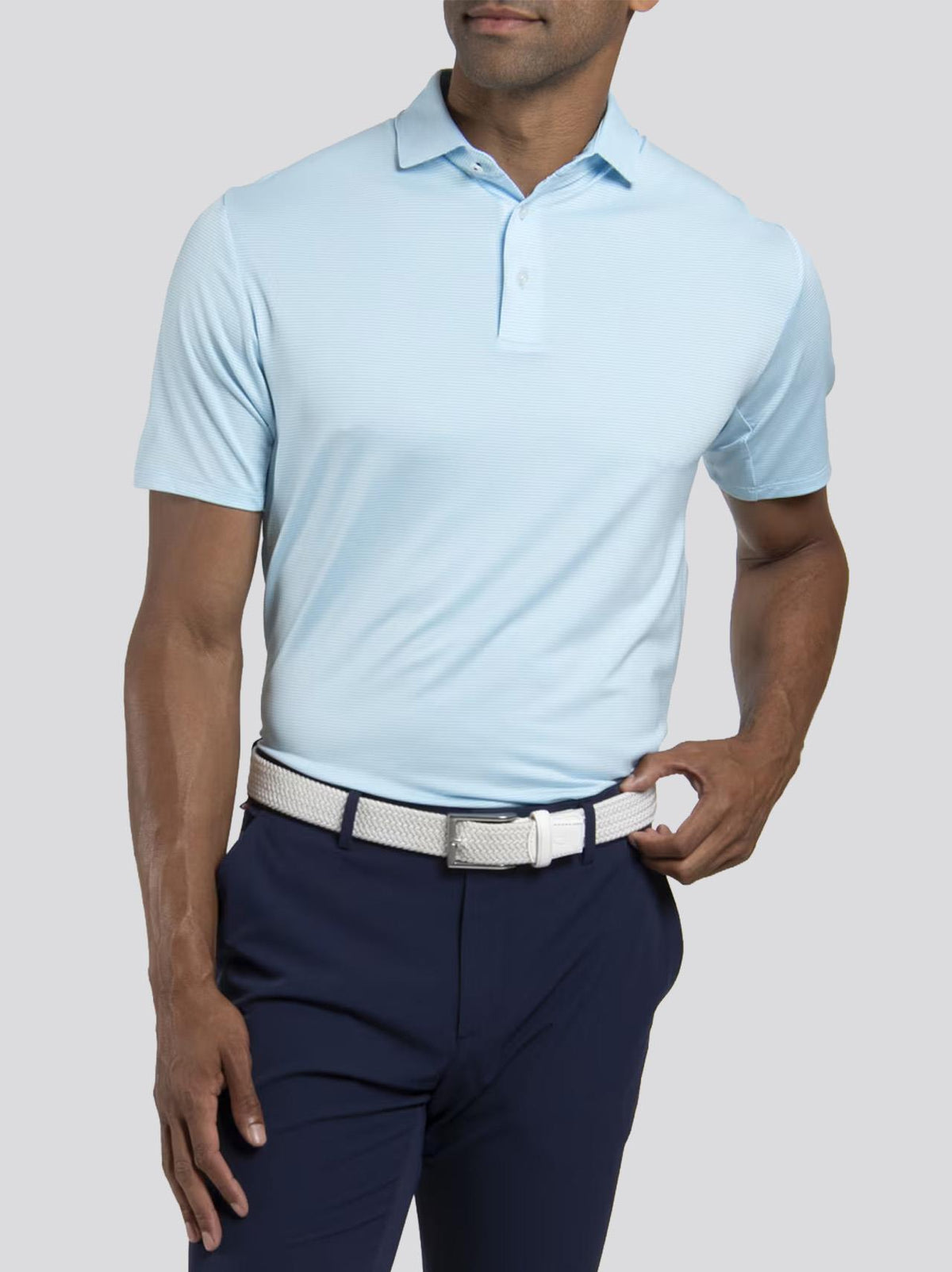 Soren Stripe Polo Poolside/White