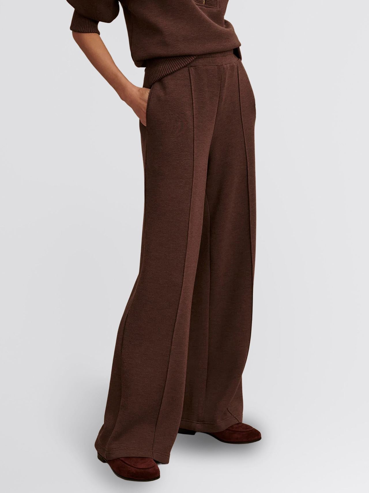 The Wide Leg 30 Inch Jogger Pant Coffee Bean Marl
