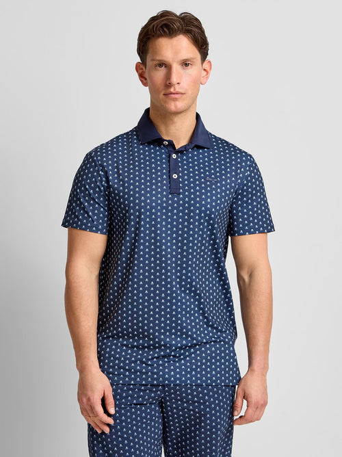 RLX Tailored Fit Airflow Polo Refined Navy Skull And Clubs