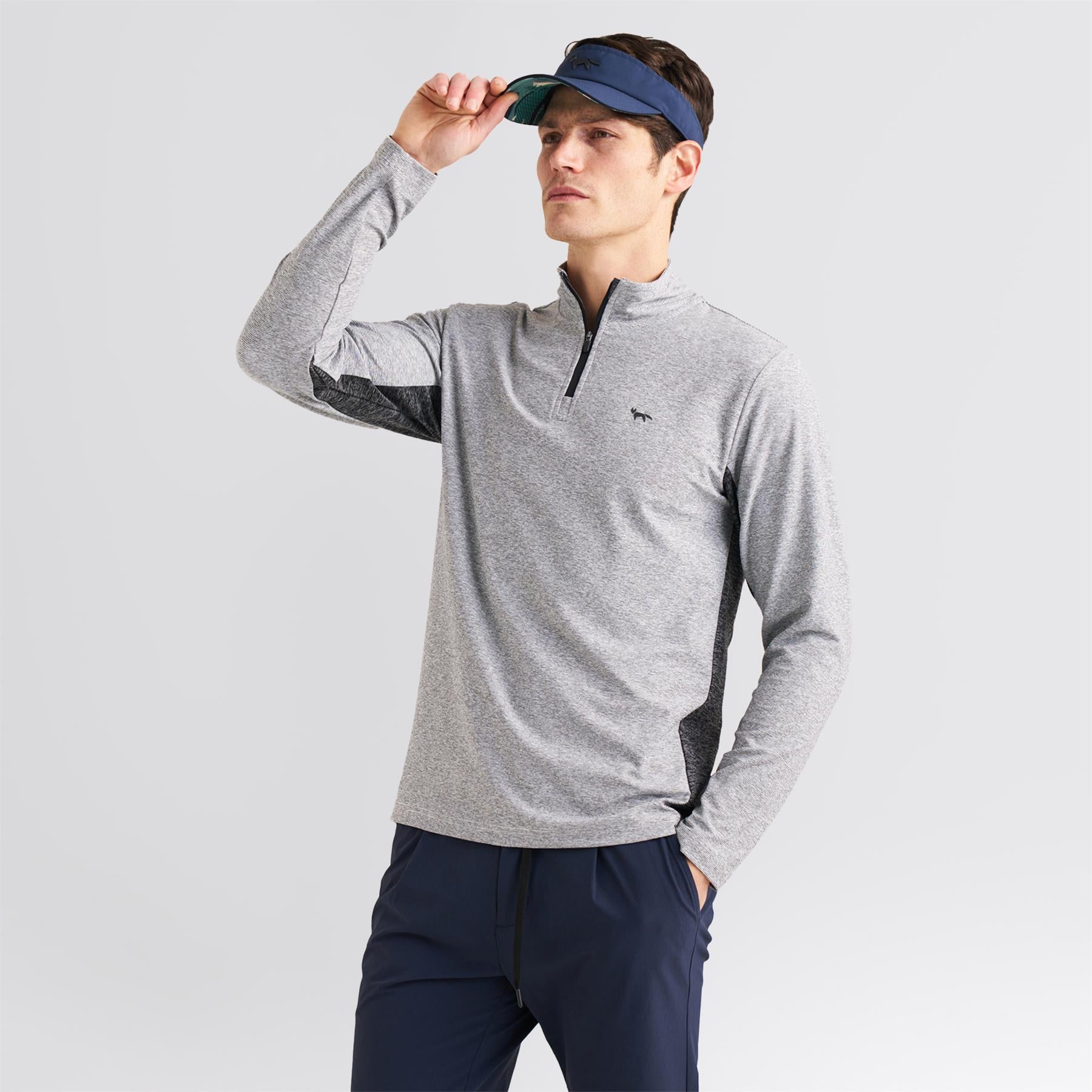 Panelled Mesh Quarter Zip Mid Layer Sage
