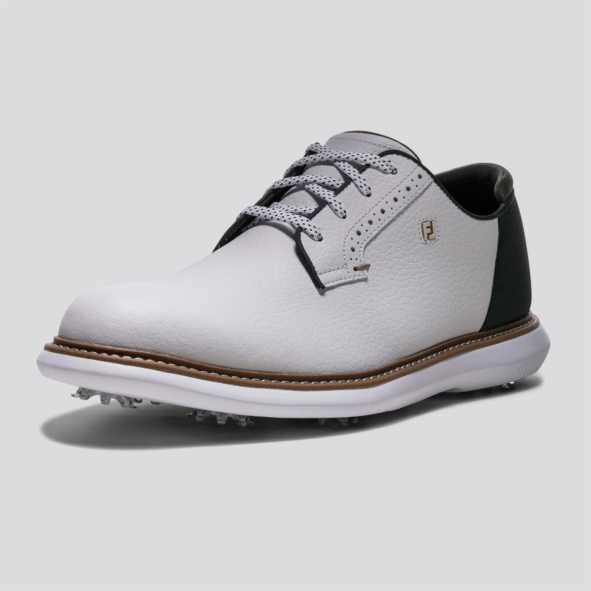 FJ Traditions Spiked Golf Shoes White/Green/Tan