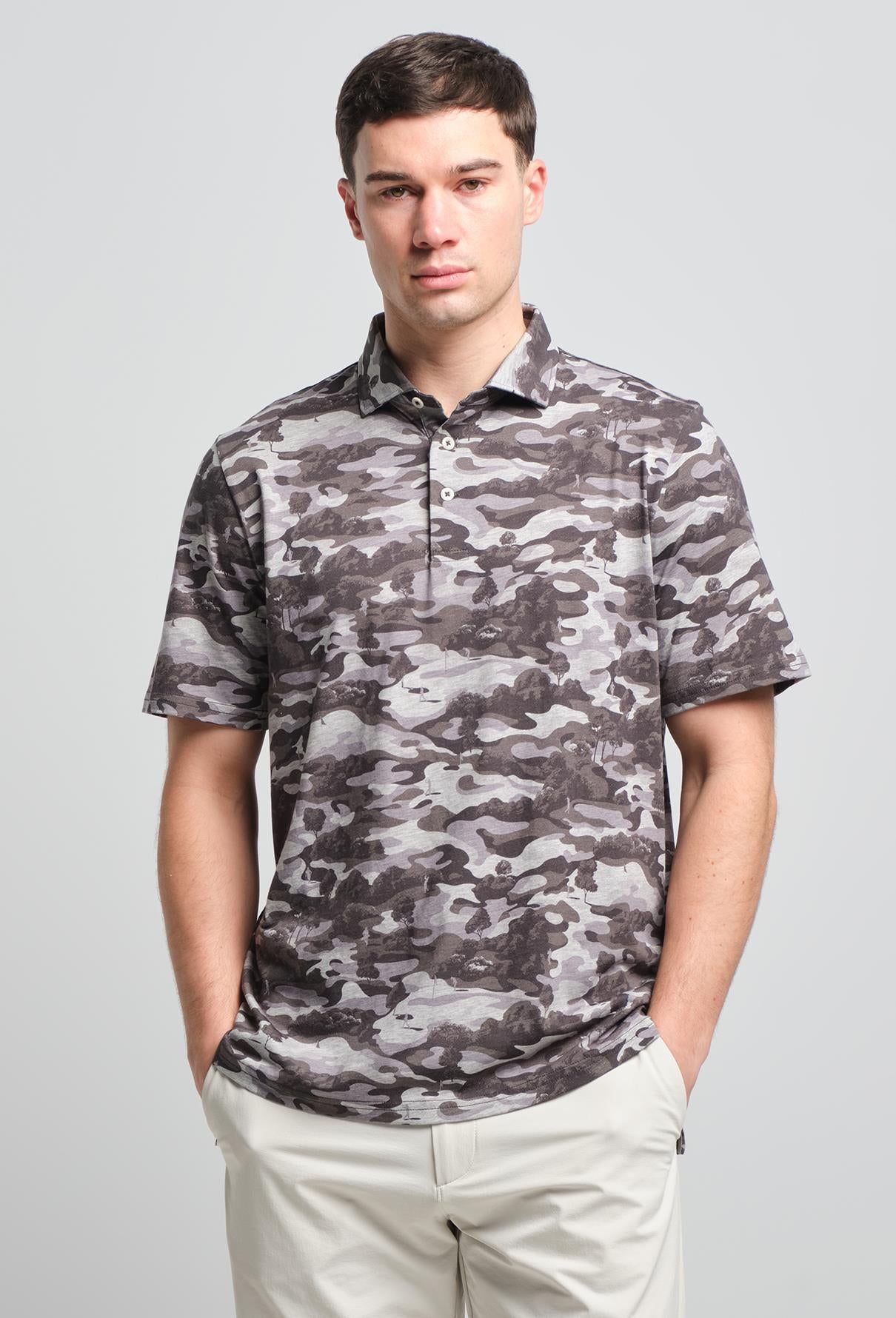 RLX Luxury Performance Jersey Polo Charcoal Grey Course Camo