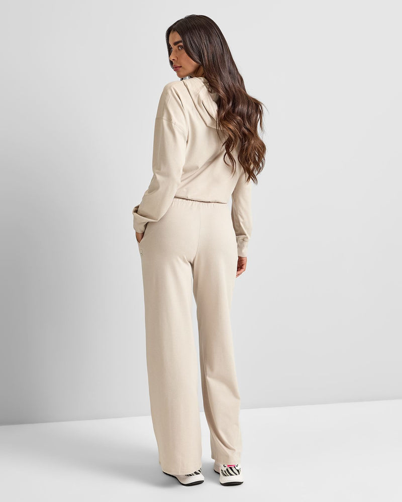 Halo Essential Wideleg Joggers Ecru Heather