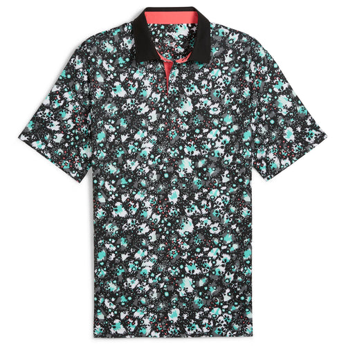 Cloudspun Abstract Camo Polo Black/Aquatic - SS25