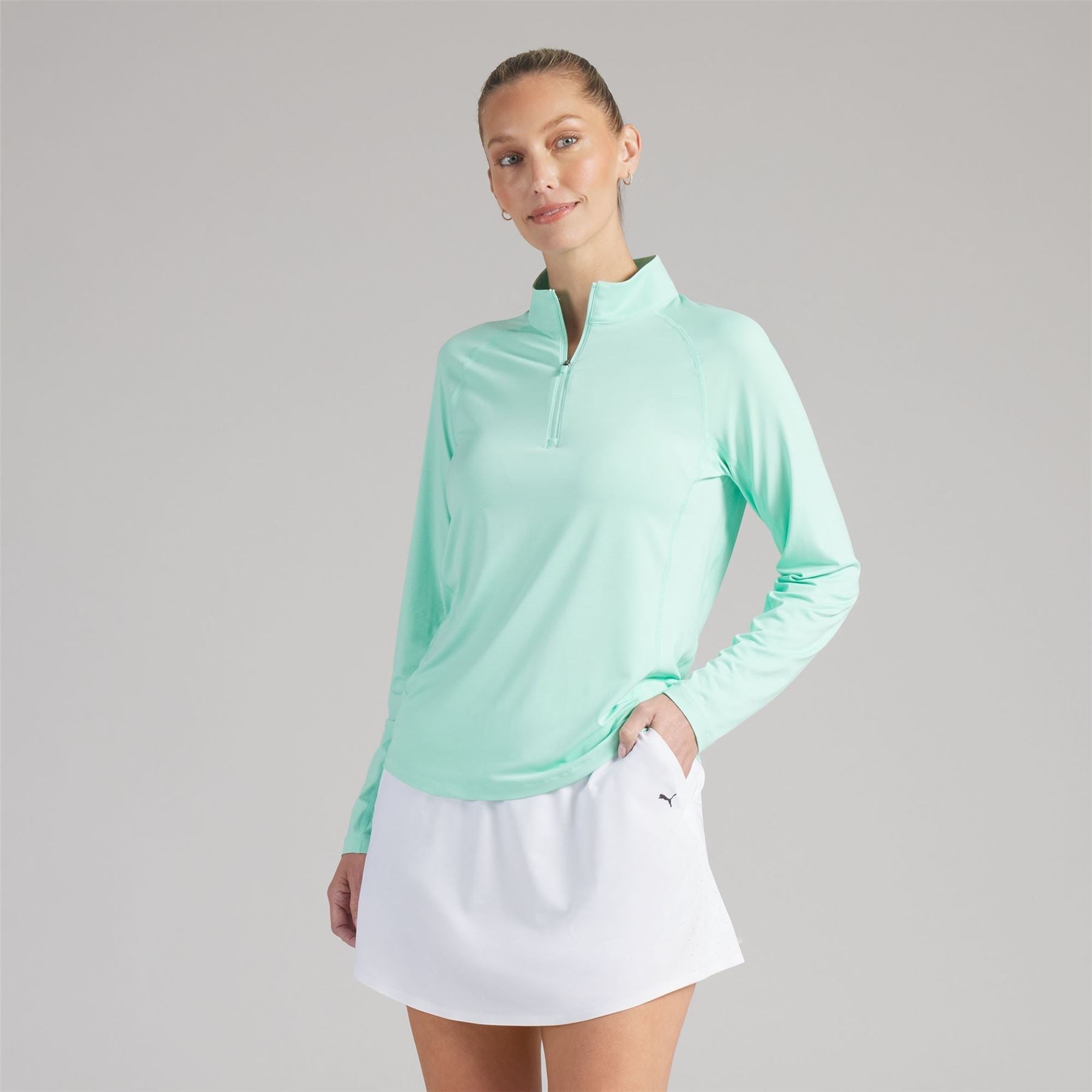 YOU-V Solid Quarter Zip Mint Jelly