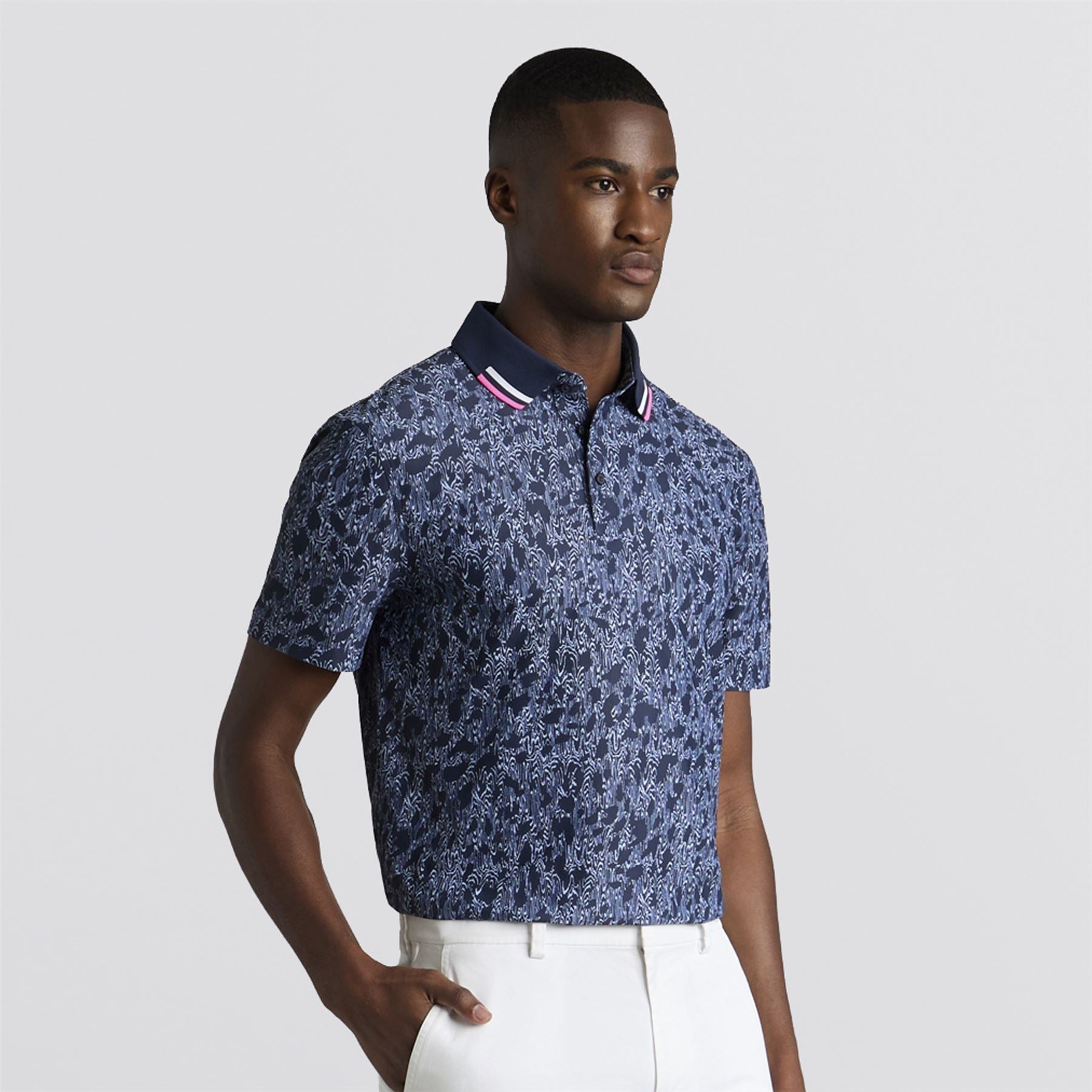 Contrast Collar Tech Pique Polo Twilight