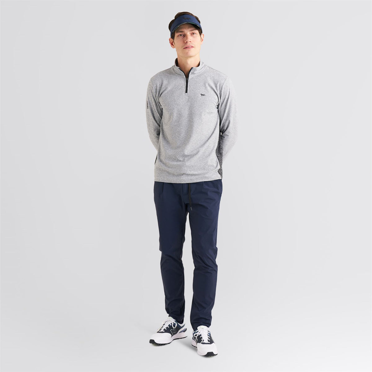 Panelled Mesh Quarter Zip Mid Layer Sage