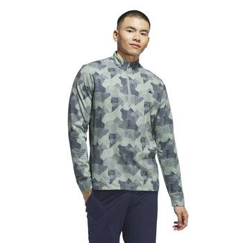 Go-To Printed Quarter Zip Mid Layer Silver Green