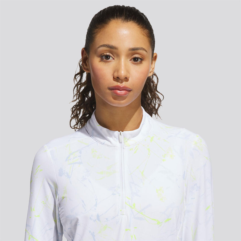 Ultiamte365 Cool Feeling Printed Quarter Zip Mock Neck Frozen Lemon