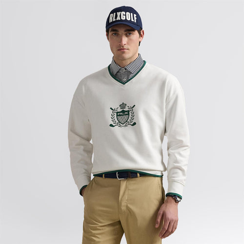 RLX Crest Logo Sweatshirt Ceramic White/Kelly Green