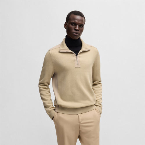 Bart Quarter Zip Sweater Light Beige