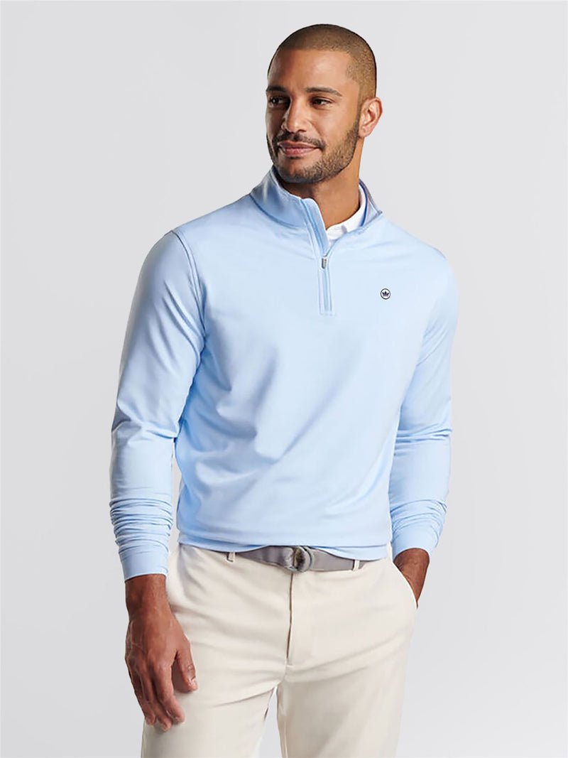 Perth Mini Stripe Quarter Zip Mid Layer Cottage Blue/White