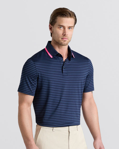 Perforated Stripe Polo Twilight