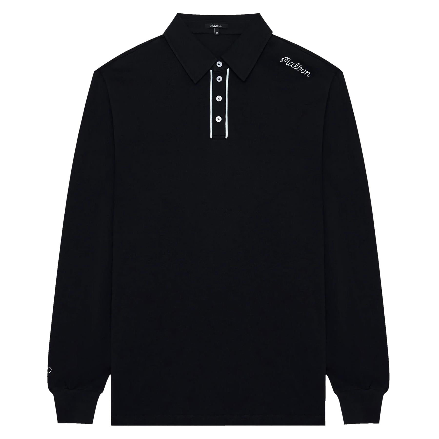 Malbon Golf x Jesper Parnevik LS Cotton Pique Polo Black