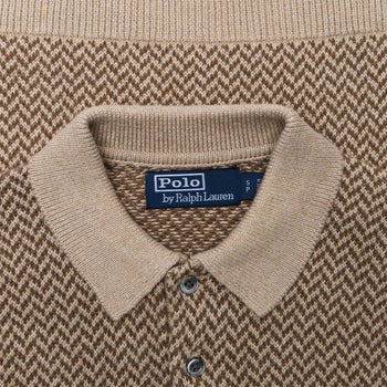 x TRENDYGOLF Cotton Blend SS Herringbone Pullover Tan Multi