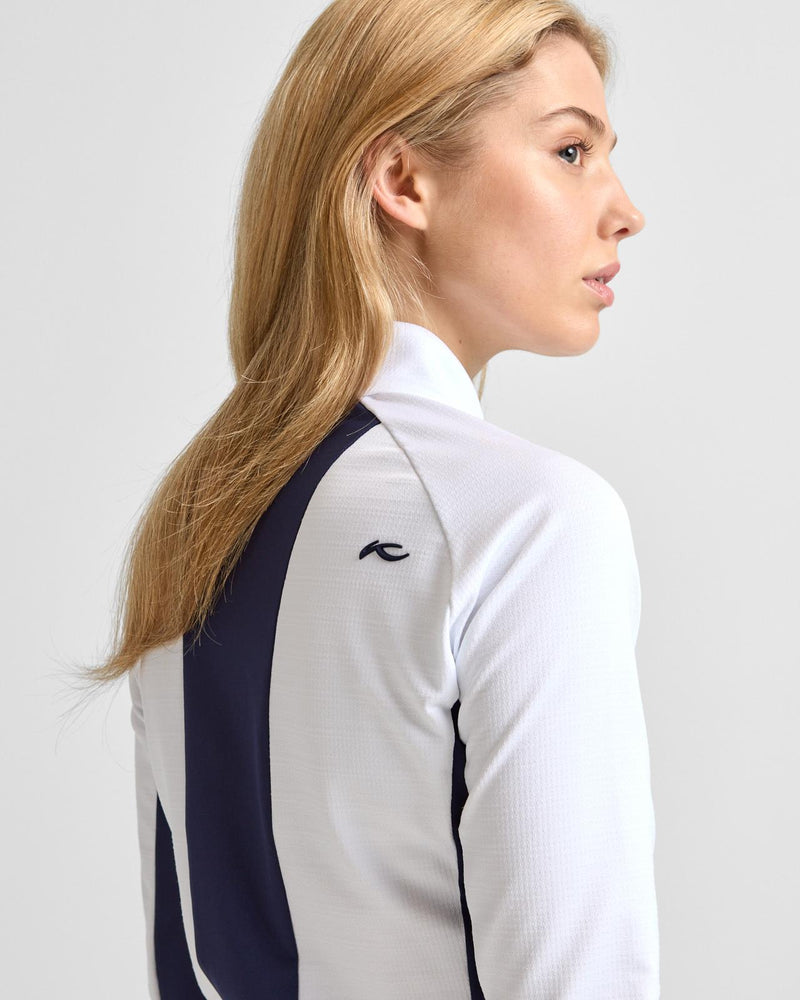 Emelia Half Zip Mid Layer Jacket White/Atlanta Blue