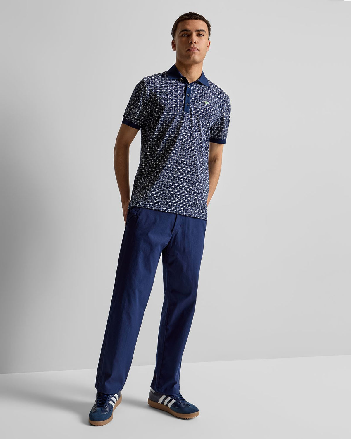Originals All Over Trefoil Polo Night Indigo/Chalk White