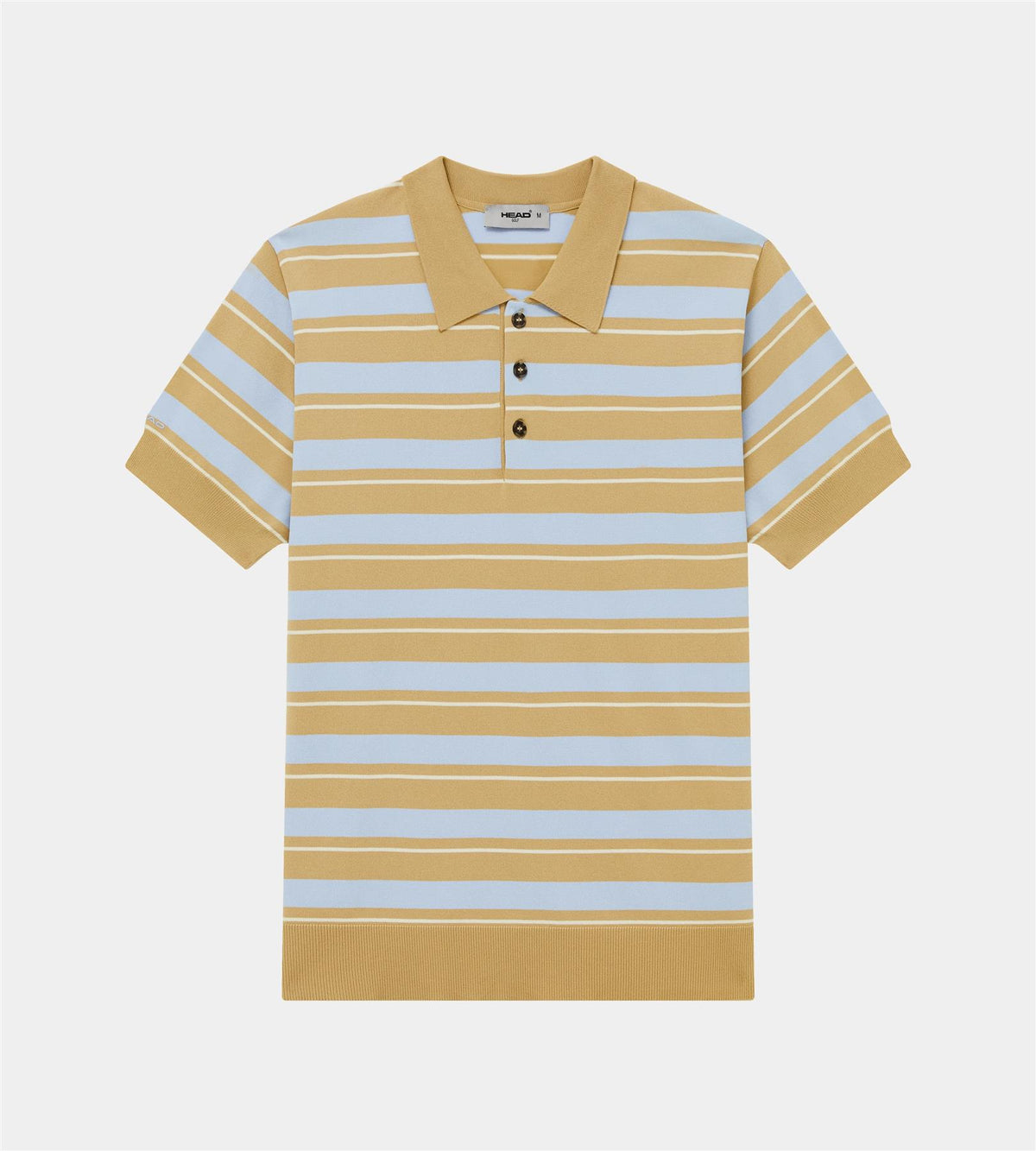 Striped Knit Polo Khaki/Cream/Blue