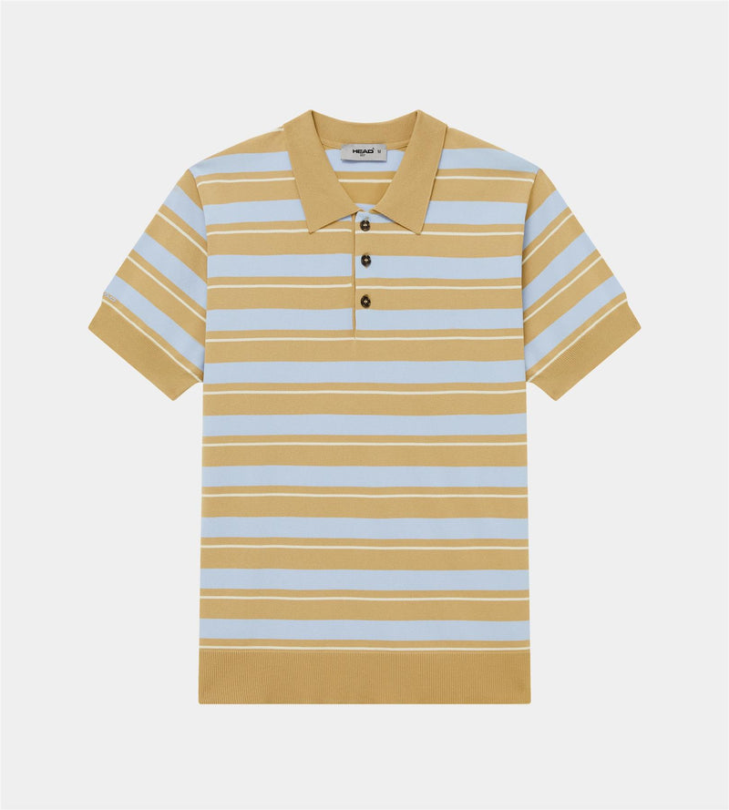 Striped Knit Polo Khaki/Cream/Blue