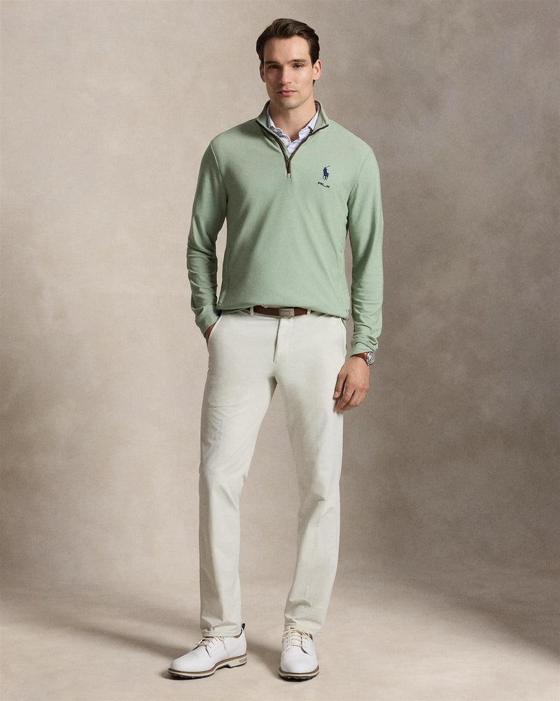 Mesh Quarter Zip Pullover Light Green