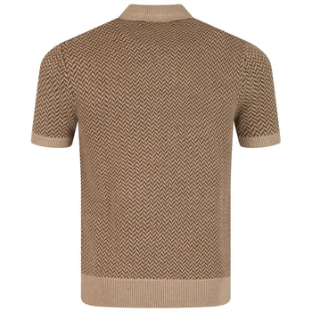 x TRENDYGOLF Cotton Blend SS Herringbone Pullover Tan Multi