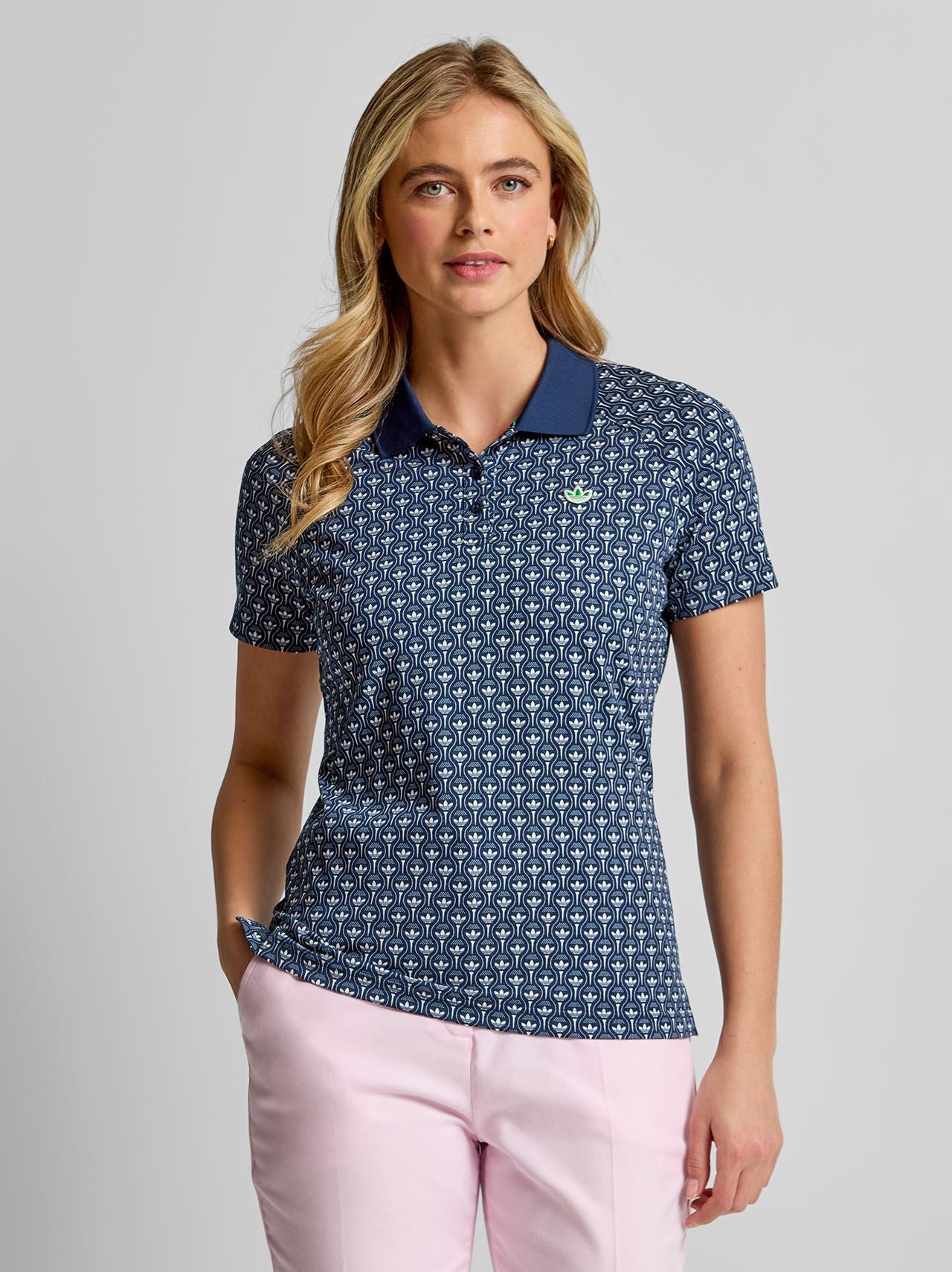 Originals All Over Trefoil Polo Night Indigo/Chalk White