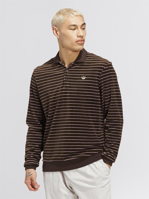 Velour LS Polo Dark Brown/Bliss Lilac