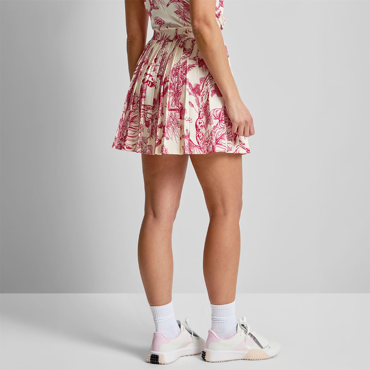 Knife Pleat Skirt Red Botanical