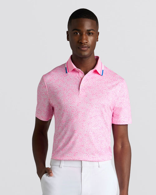 Fireworks Print Tech Jersey Polo Blush