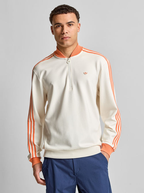 Originals 3-Stripe Quarter Zip Chalk White/Dusky Orange