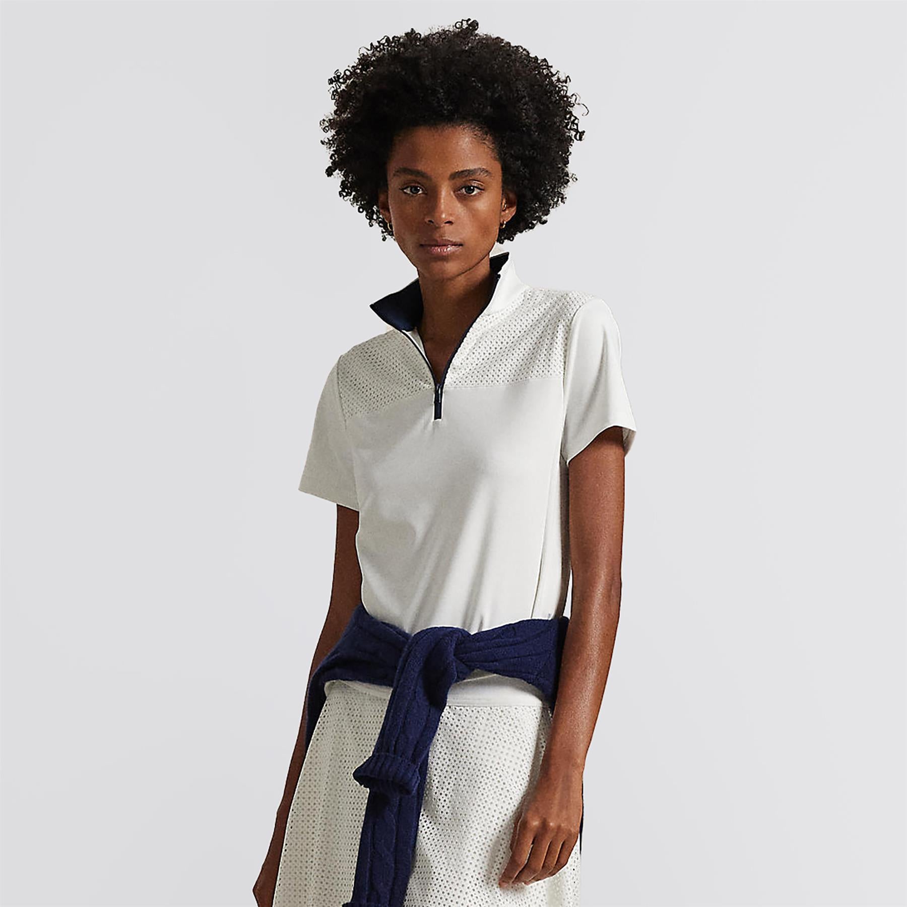 RLX Eyelet Quarter Zip Polo Ceramic White