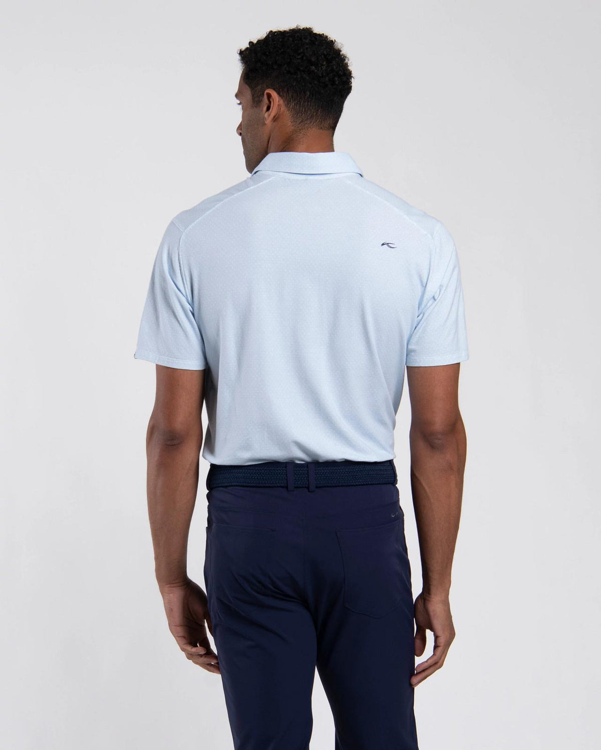 Hollow Pima Print Polo Vapor Blue/White