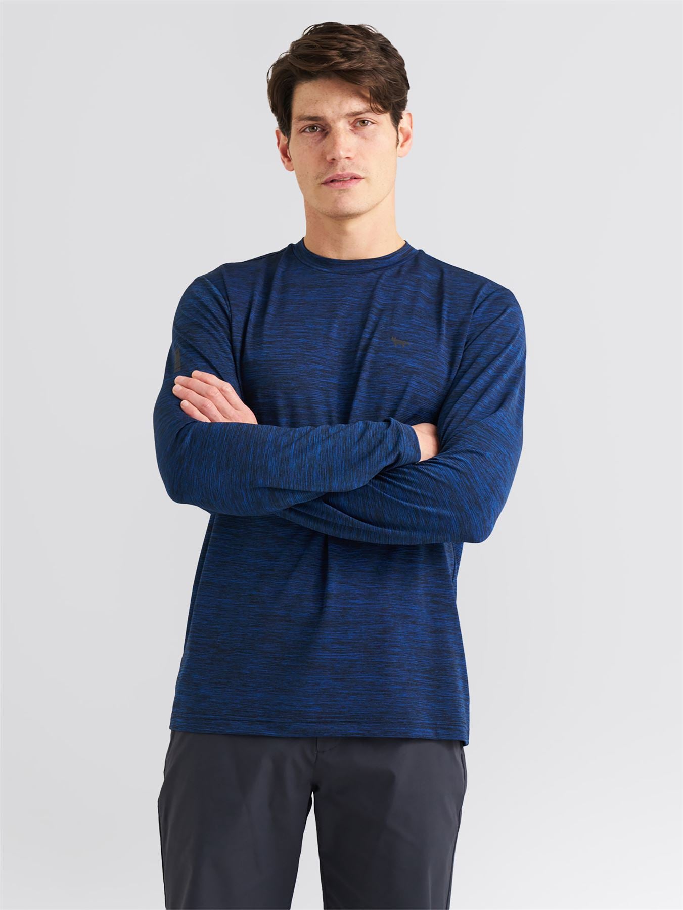 Long Sleeve Mesh Textured T-Shirt Navy