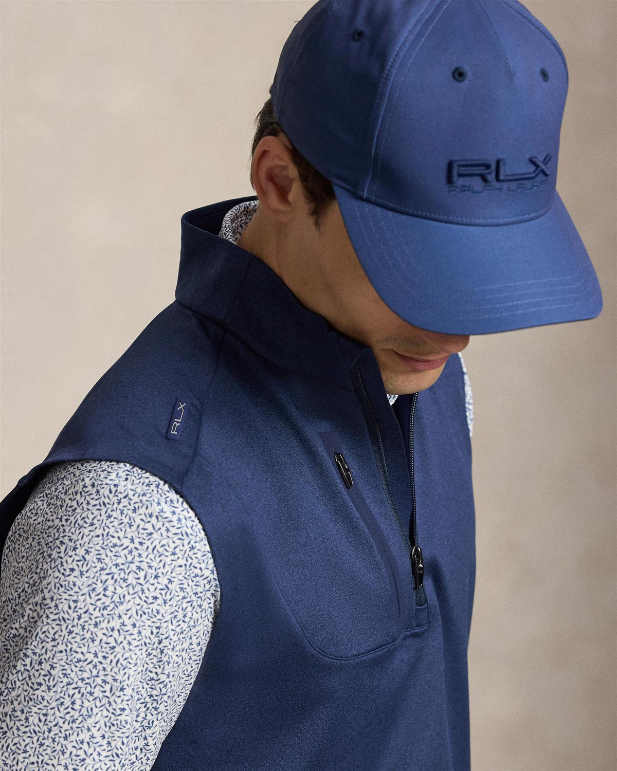 Stretch Jersey Quarter Zip Vest Spring Navy Heather