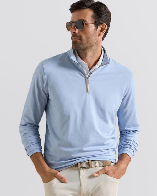 Albatross Cotton-Blend Pique Quarter-Zip Mid Layer Dusk