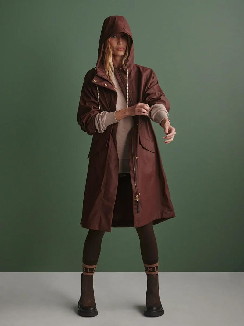 Tovera Long Rain Jacket Deep Mahogany
