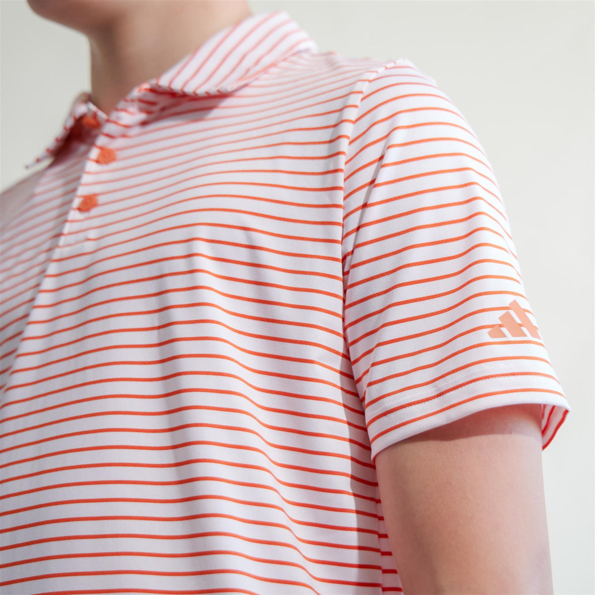 Boys Climacool Striped Polo Dusky Orange