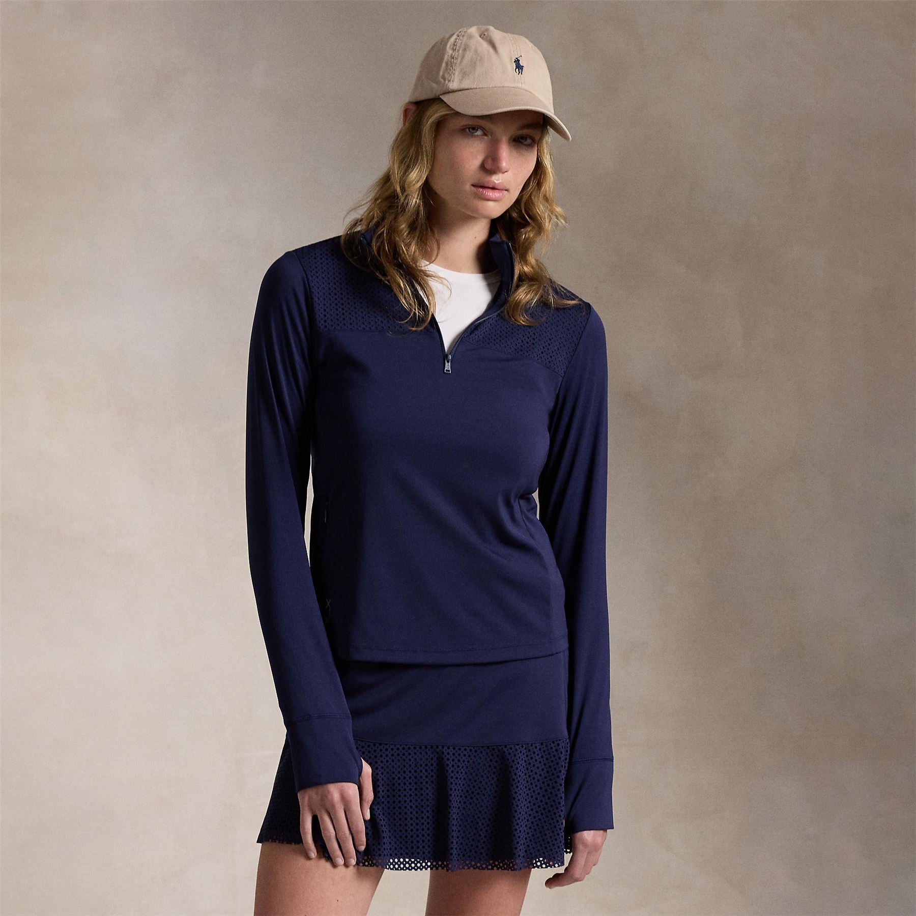 RLX Slim Fit Quarter Zip Mid Layer Refined Navy