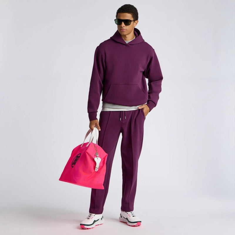 Cotton Blend Scuba Hoodie Dark Plum