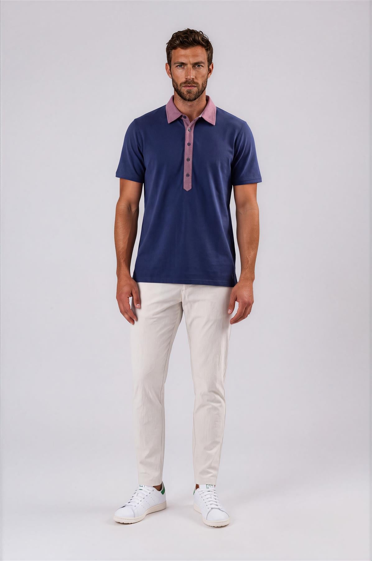 Ford 5 Button Polo Navy/Red Line