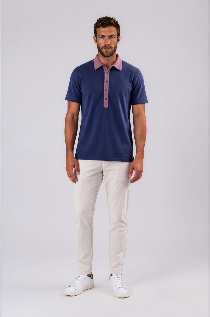 Ford 5 Button Polo Navy/Red Line