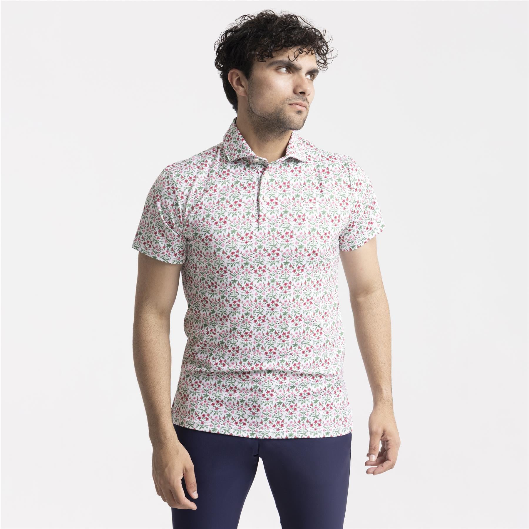 RLX Printed Lightweight Airflow Polo Ceramic White Floral Lattice