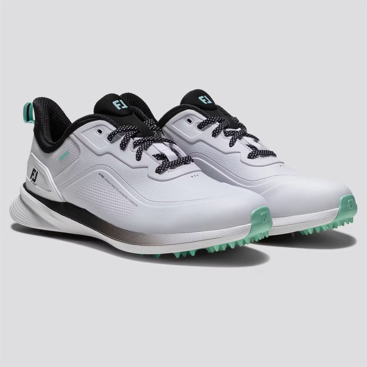 Pro Spikeless Golf Shoes White/Black/Teal
