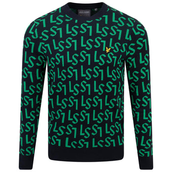 Monogram Knitted Crew Neck Dark Navy