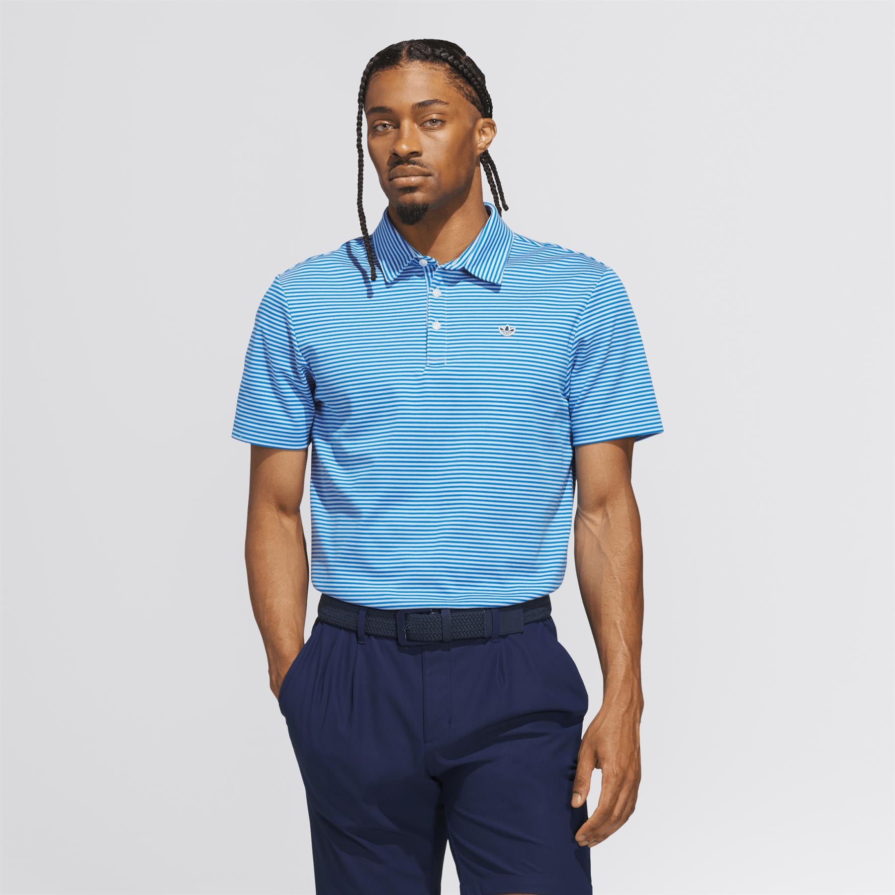 Stripe Pique Polo Clear Sky/Bluebird