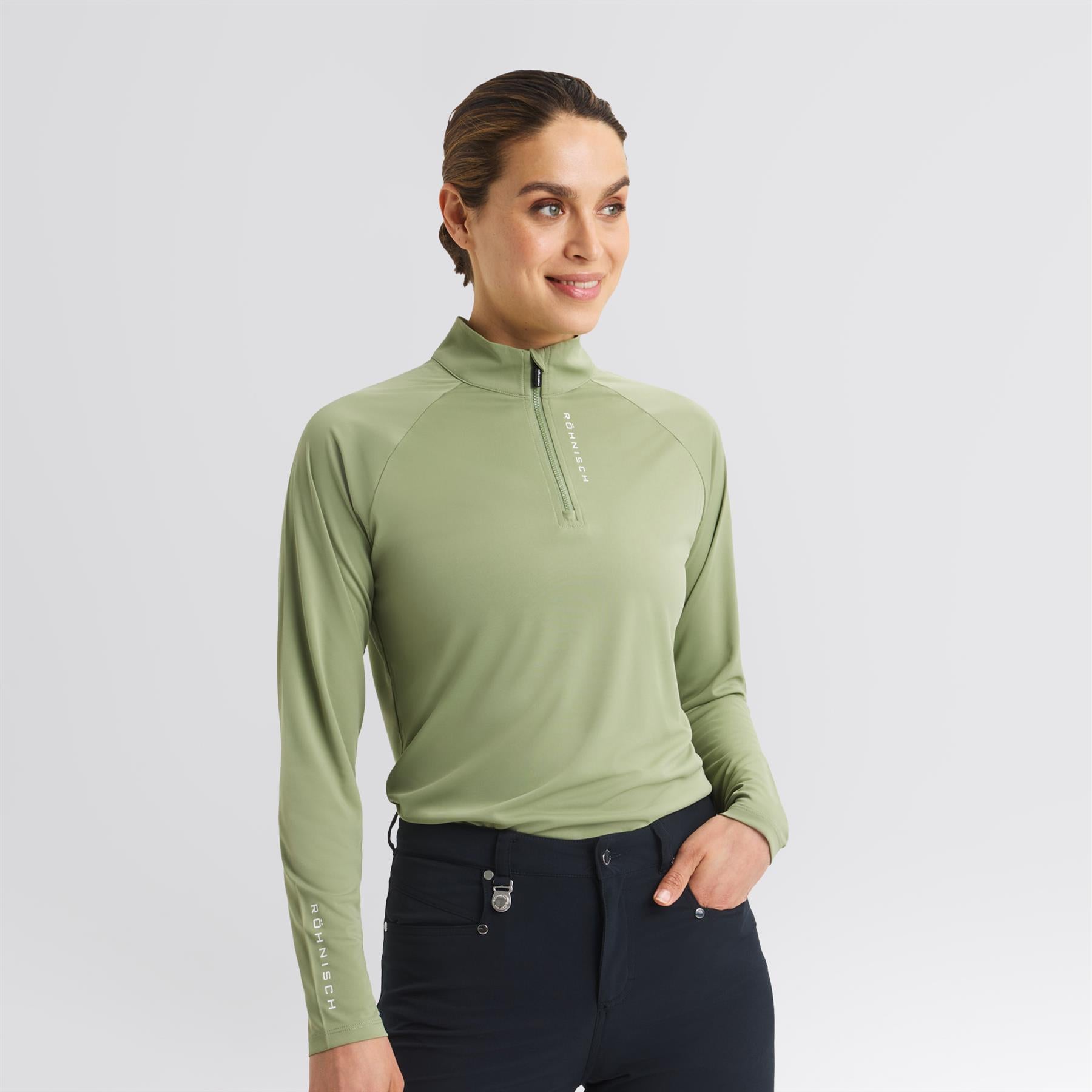 Addy Quarter Zip Mid Layer Sage Green